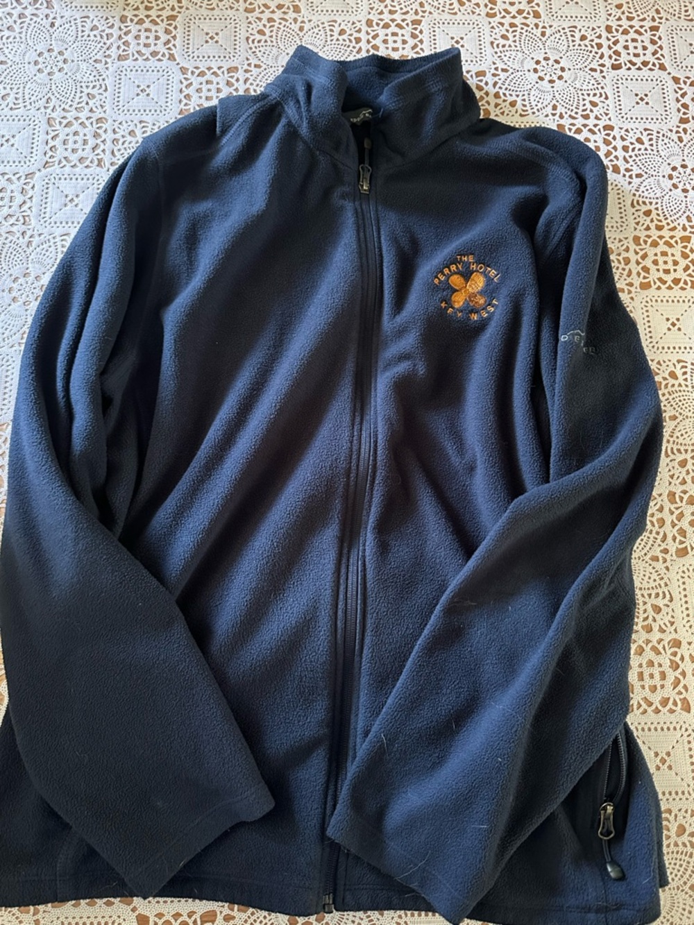 Eddie Bauer Navy Fleece Jacket Perry Hotel Key West Florida